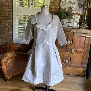 Rickie Freeman for Teri Jon Light Cream Fit-and-Flare Coat Dress